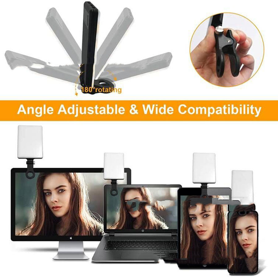 Portable LED Selfie Light with Front & Back Phone Clip.