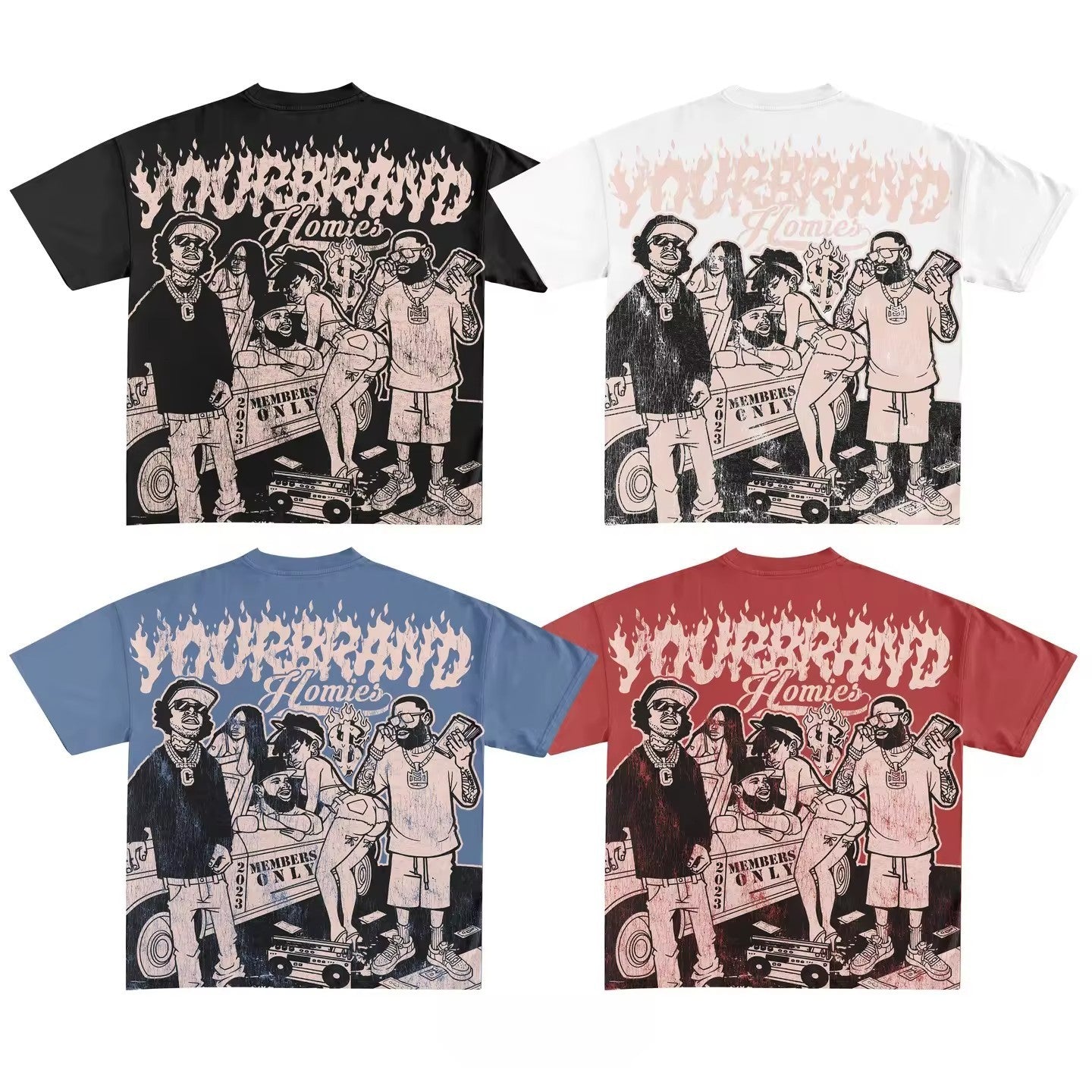 Men's Hip-Hop Graphic Cotton T-Shirt.