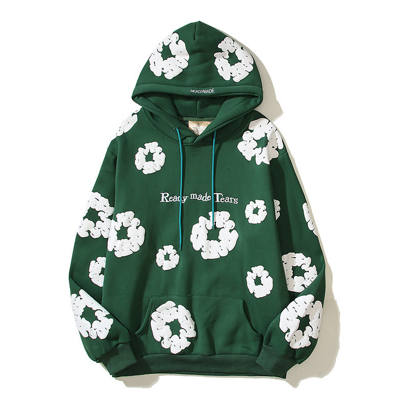 Men's Pure Cotton Three-Dimensional Foam Printed Hoodie.