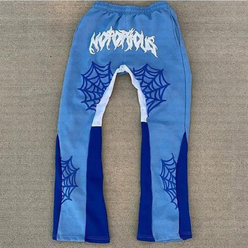 Unisex Spider Web Printed Stacked Hoodie Track Set.