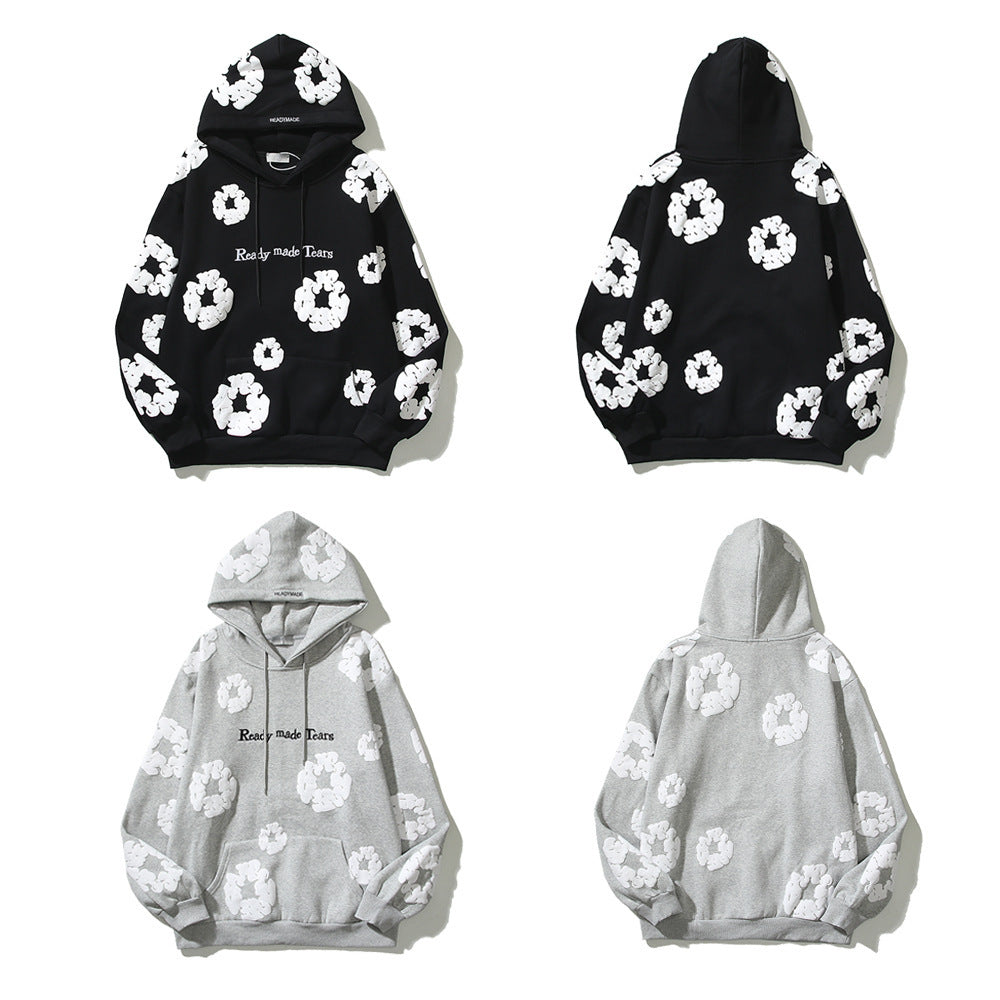 Men's Pure Cotton Three-Dimensional Foam Printed Hoodie.