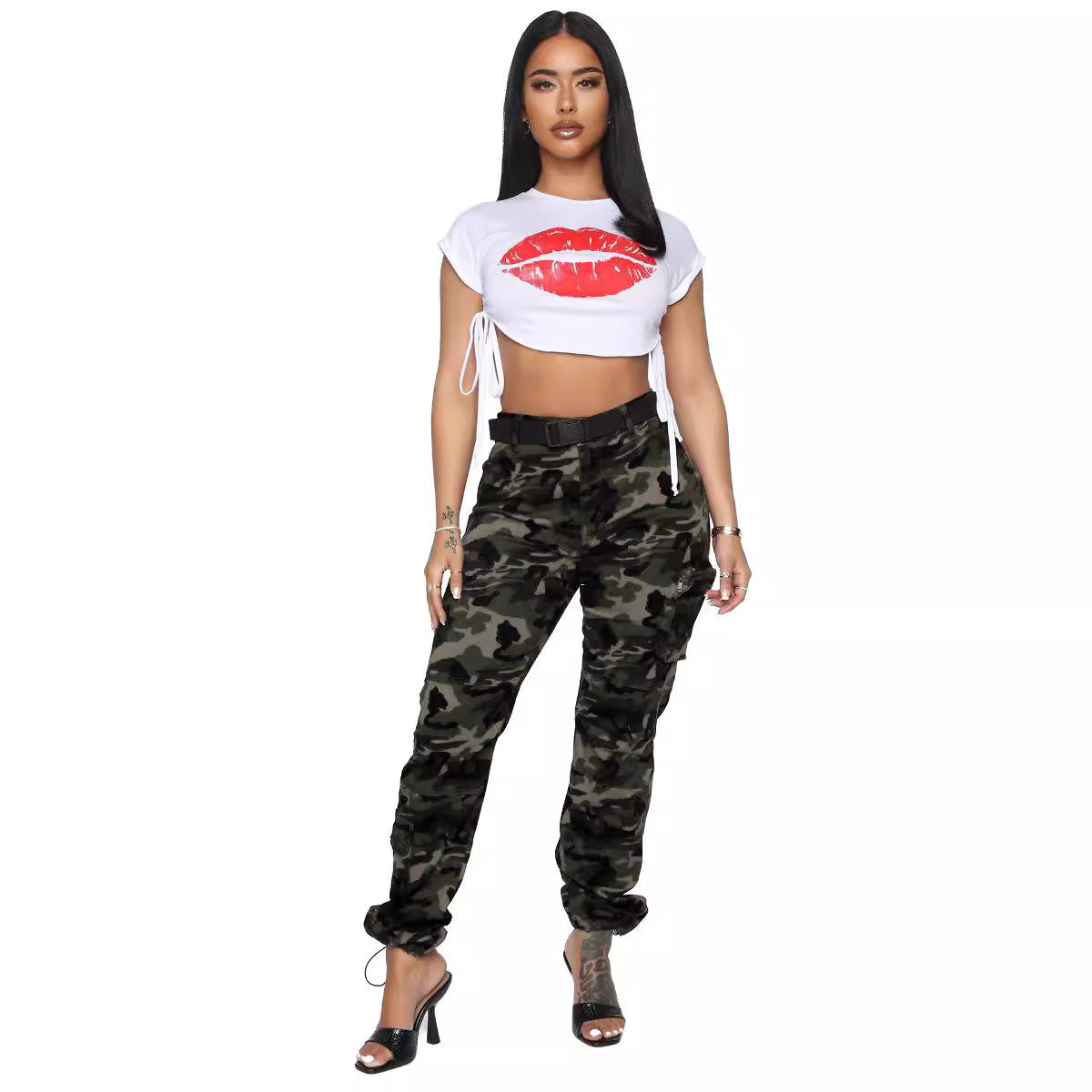 Women's Denim Camouflage Cargo Jeans.