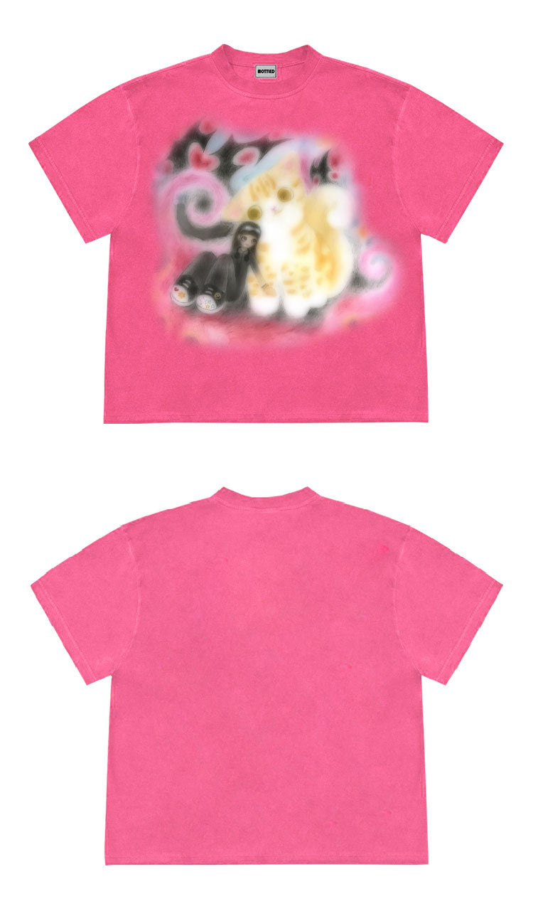 Women's Kitten Designed Short-Sleeve T-Shirt.