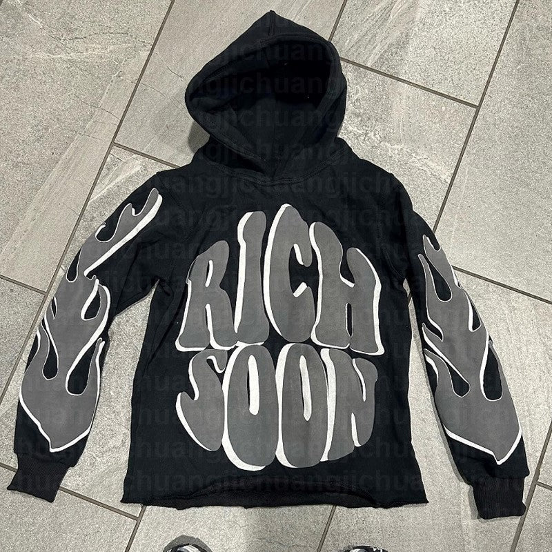 Unisex Streetwear Puff Print (Rich Soon) Hoodie.