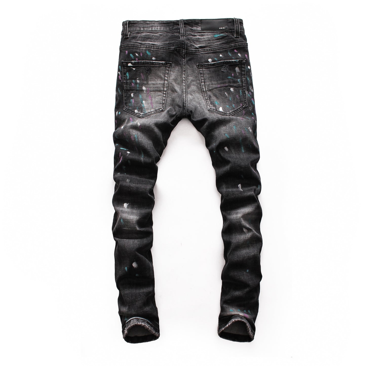 Men's Ripped Inkjet Personality Jeans.