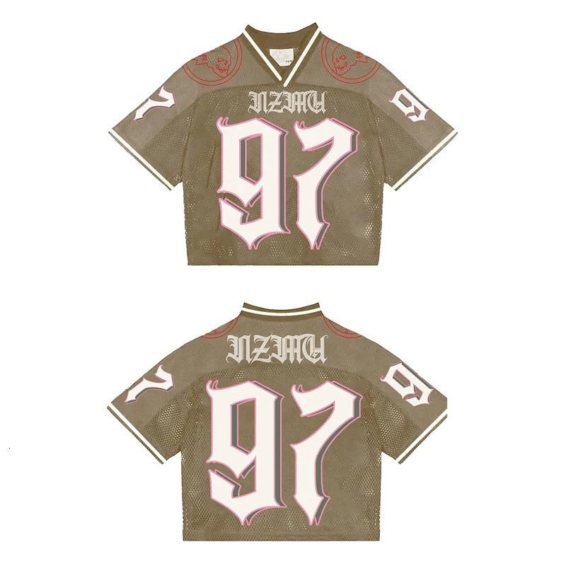 Men's V-Neck Digital Printed Cropped Jerseys.