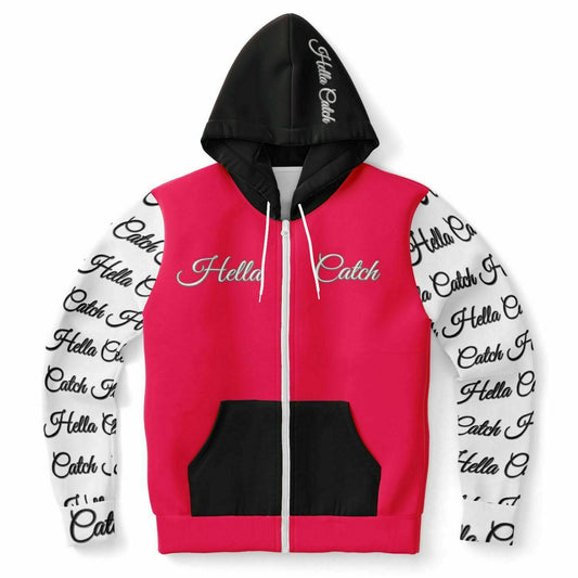 "Hella Catch" Women's Athletic Zip-Up Hoodie - AOP