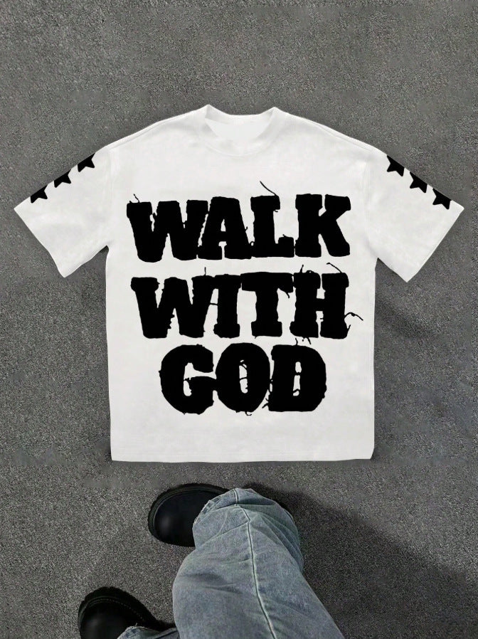 Unisex Hip-Hop Style Letter Pattern T-Shirt.