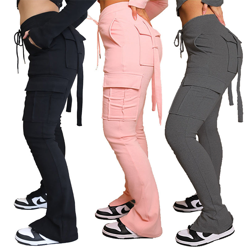 Women's High Waist Drawstring Cargo Pants.