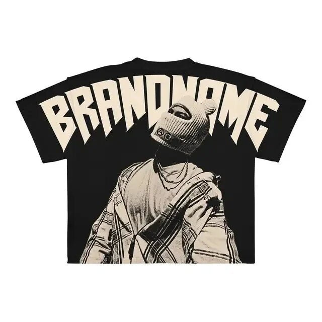 Men's Hip-Hop Gothic Graphic T-Shirt.