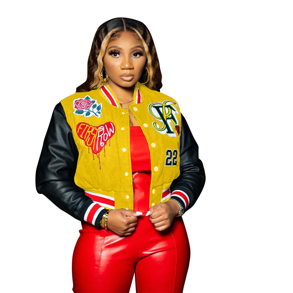 Women's Locomotive Printed Varsity Jacket.