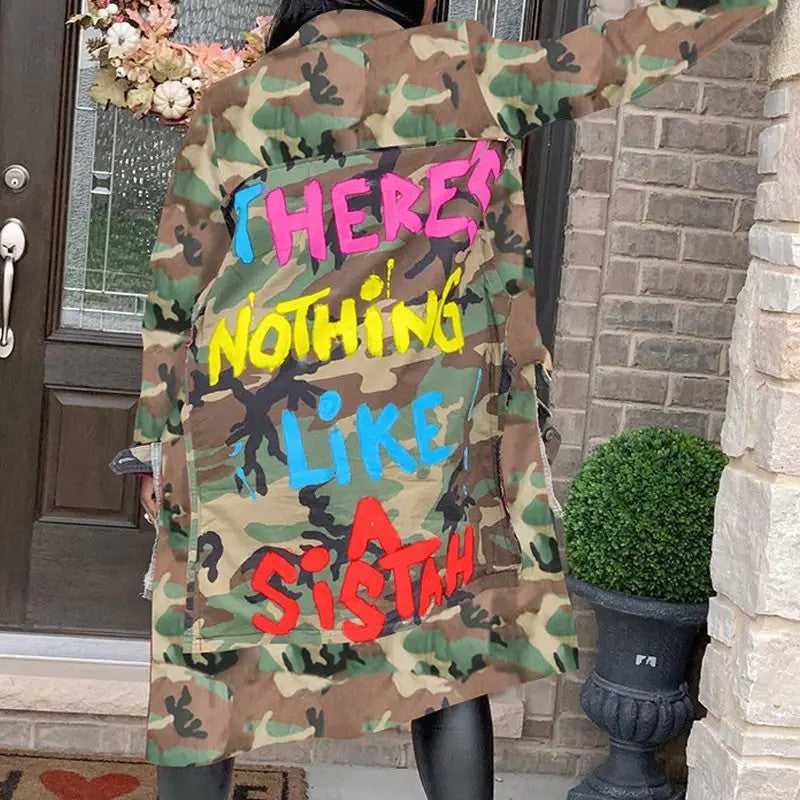 Women's European & American Camouflage Fashion Coat.