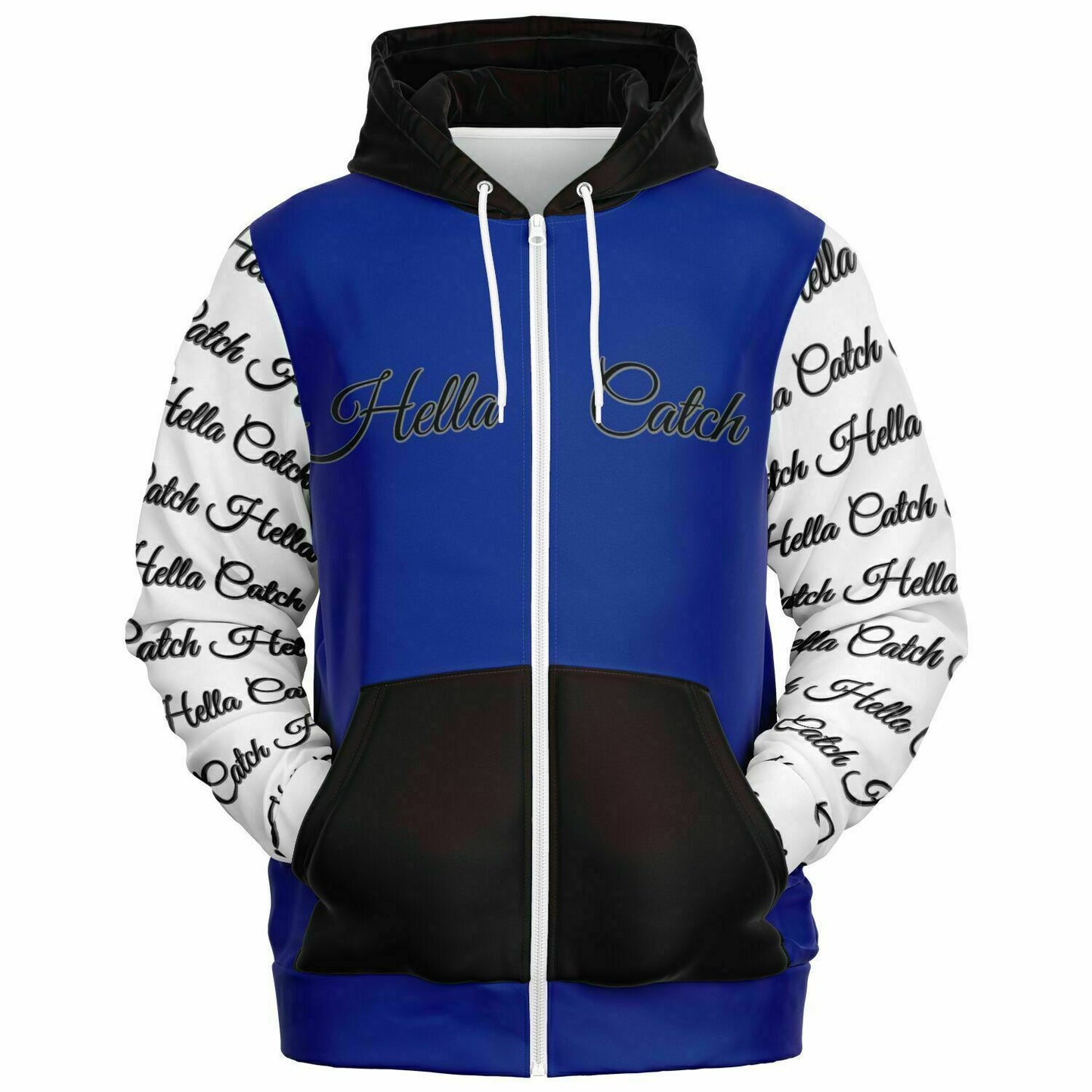 "Hella Catch" Men's Athletic Zip-Up Hoodie - AOP