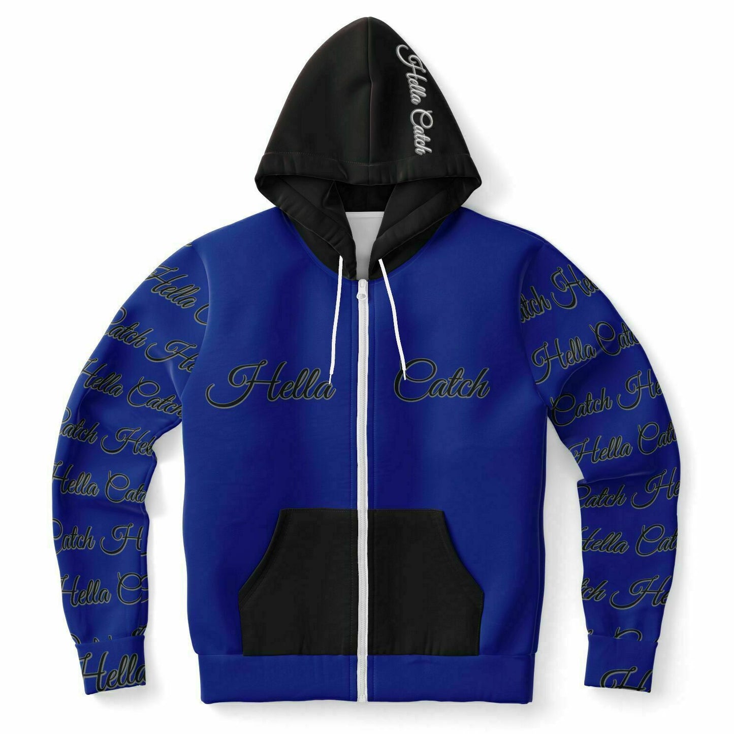 "Hella Catch" Men's Athletic Zip-Up Hoodie - AOP