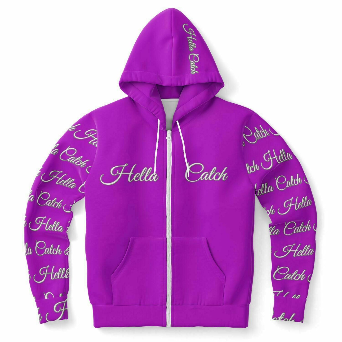 "Hella Catch" Women's Athletic Zip-Up Hoodie - AOP