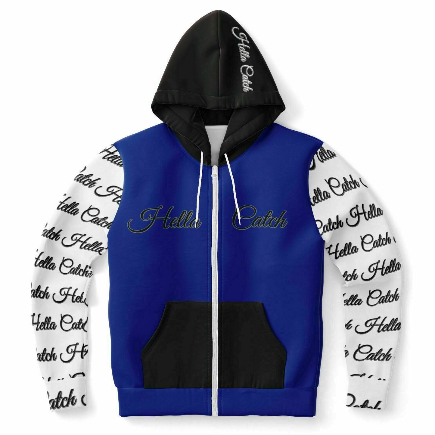 "Hella Catch" Men's Athletic Zip-Up Hoodie - AOP