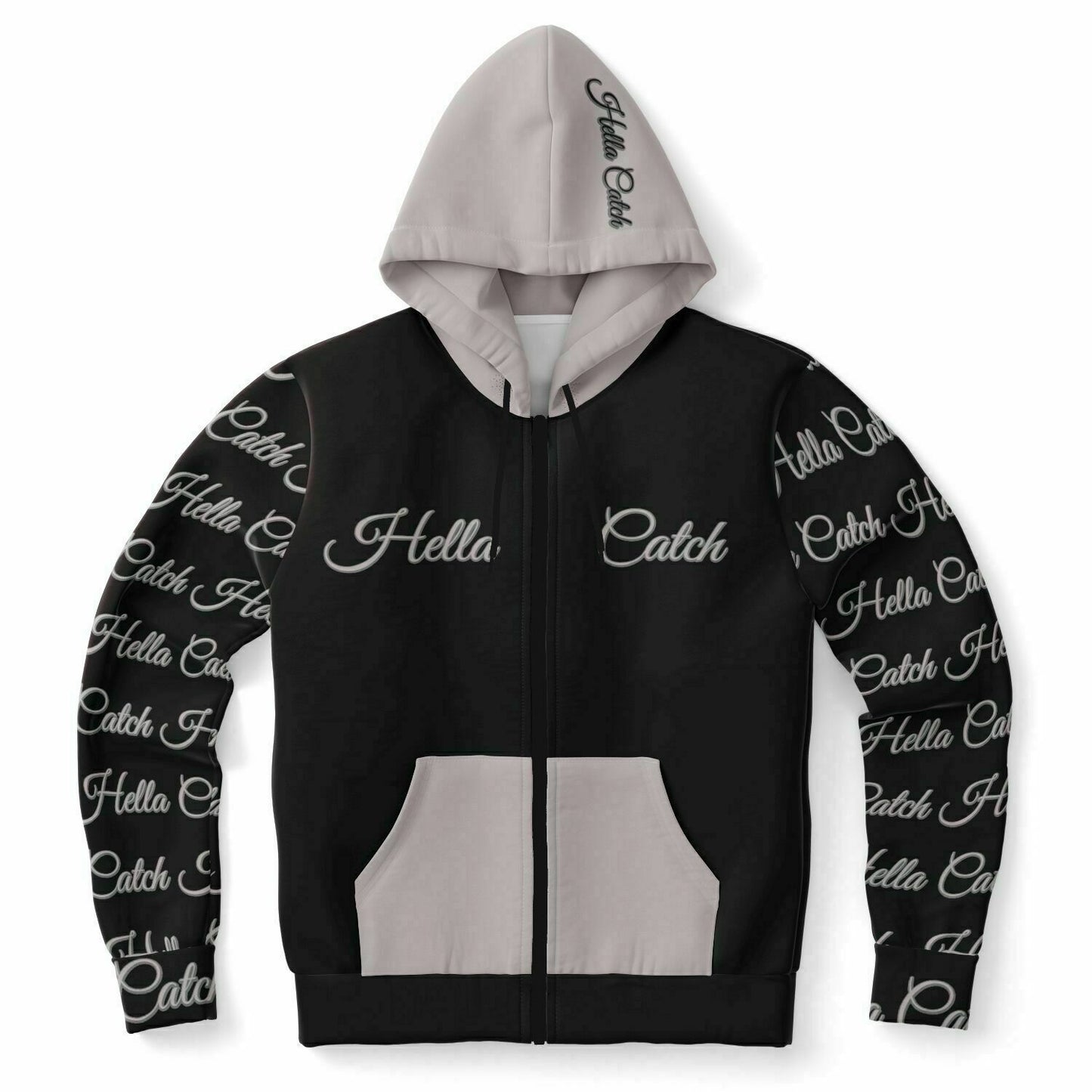 "Hella Catch" Men's Athletic Zip-Up Hoodie - AOP