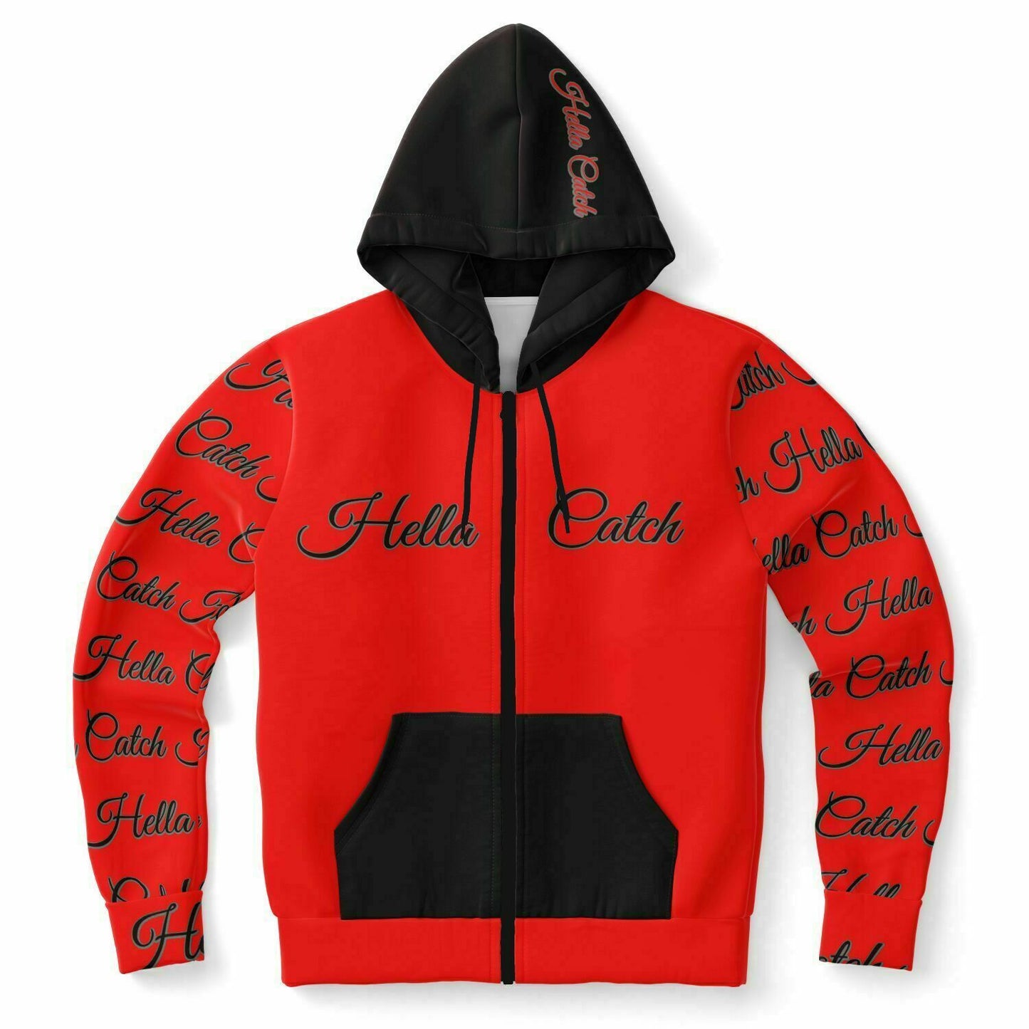 "Hella Catch" Men's Athletic Zip-Up Hoodie - AOP