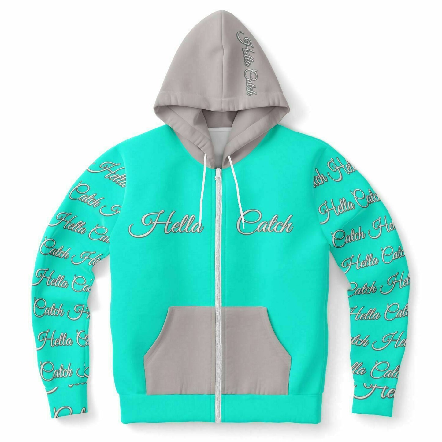 "Hella Catch" Women's Athletic Zip-Up Hoodie - AOP