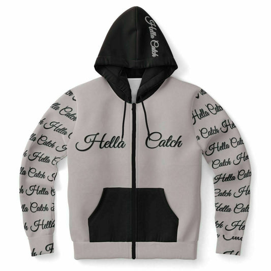 "Hella Catch" Men's Athletic Zip-Up Hoodie - AOP