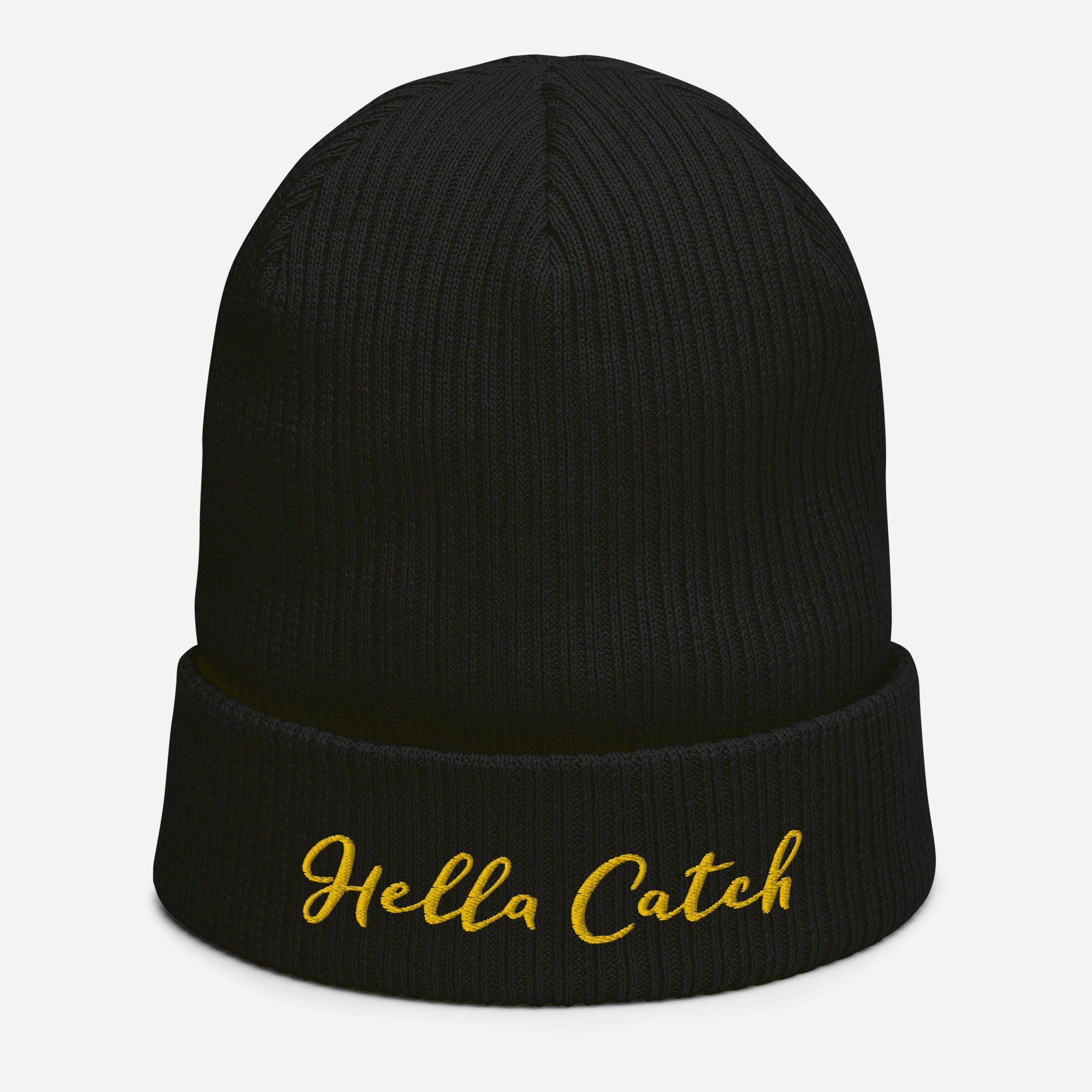 "Hella Catch" Organic ribbed beanie