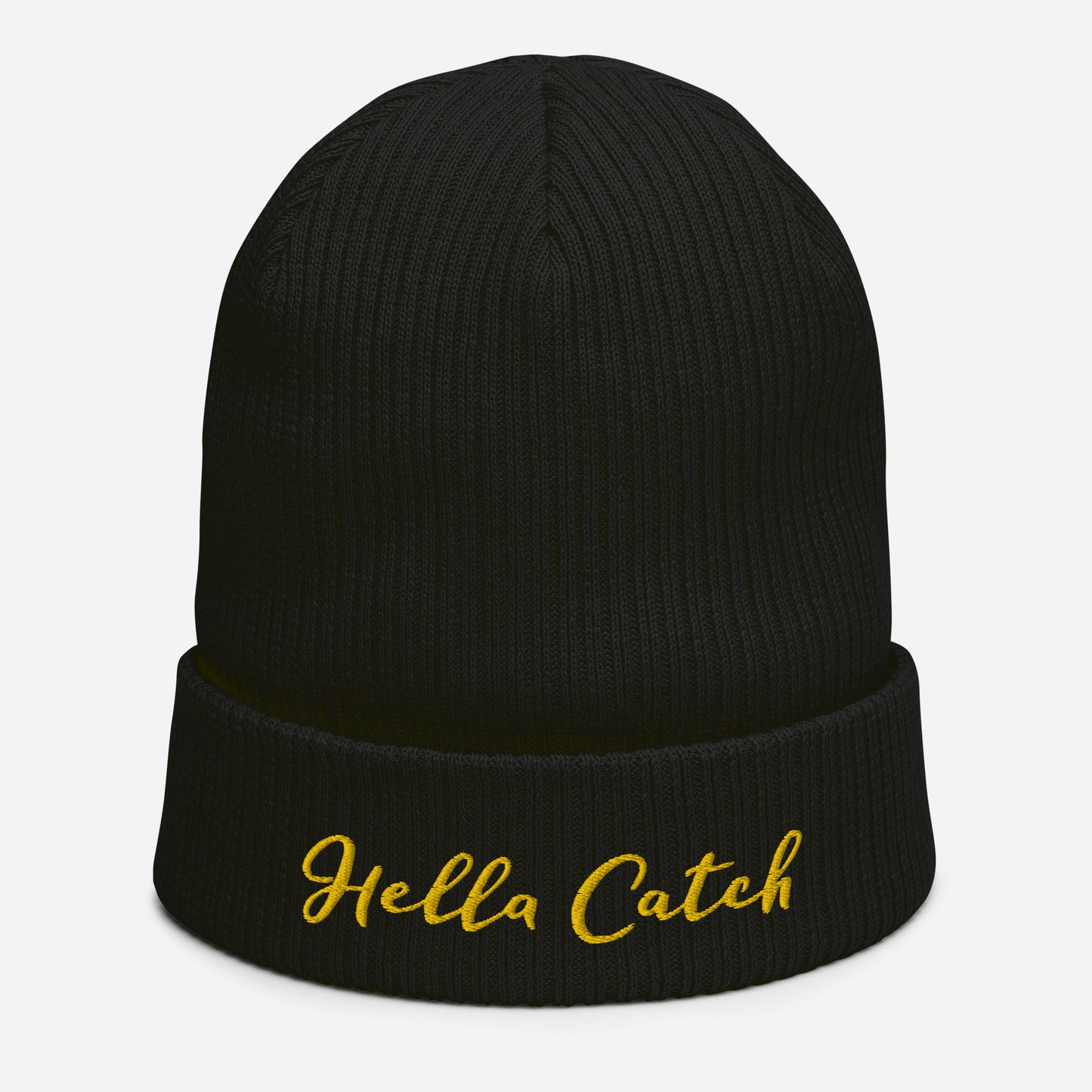 "Hella Catch" Organic ribbed beanie