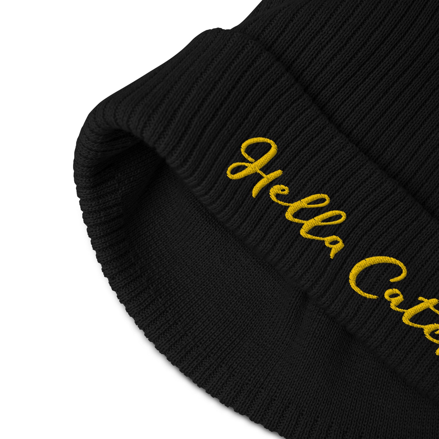 "Hella Catch" Organic ribbed beanie